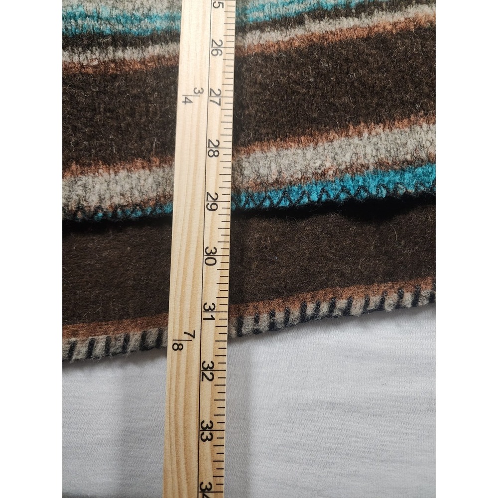 Bear Ridge Outfitters Poncho Women XL2X Brown Teal Striped Hooded Wool Blend USA - Picture 4 of 9